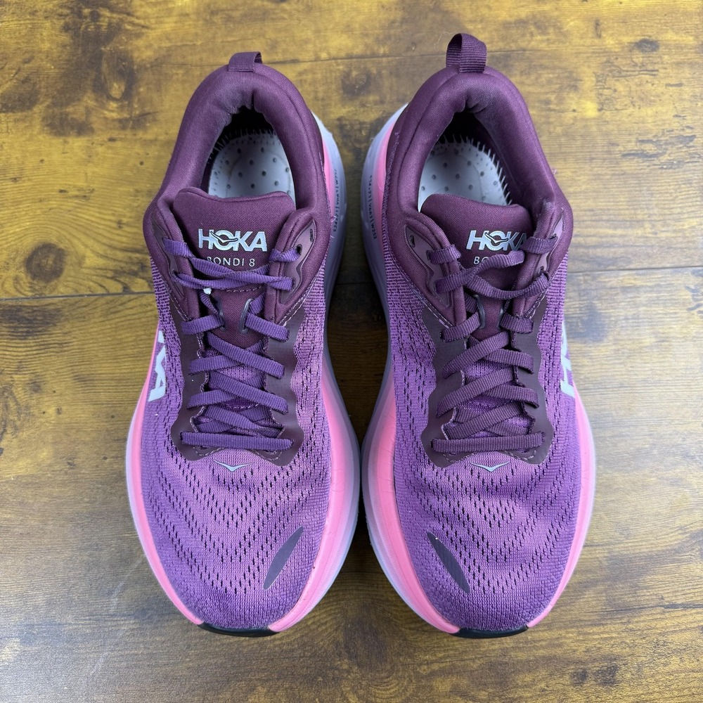 Hoka One One Bondi 8 Shoes Womens Size 9.5 Purple Running Cushioned 1127952 - Picture 3 of 13